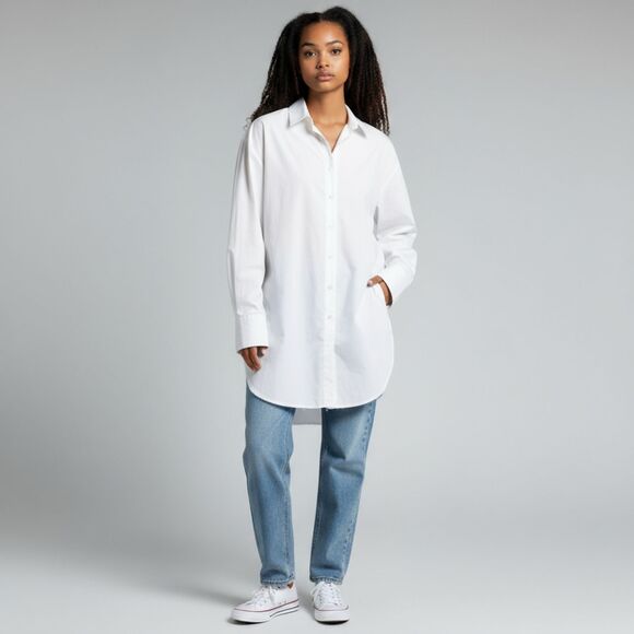 undiscovered eye (Anthropologie) — White Cotton Poplin Shirt Dress — XS — NWT - Picture 5 of 5